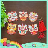  Set 6 tag giấy treo tết mẫu lân tròn 