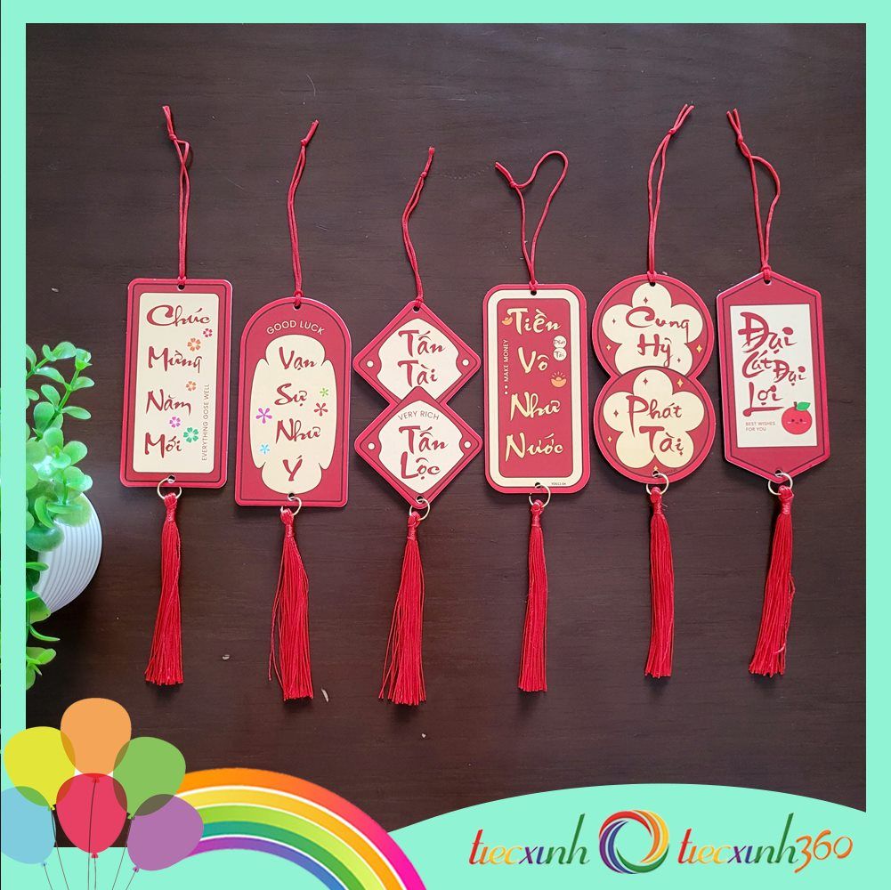  Set 6 tag giấy treo tết mẫu chúc tết 