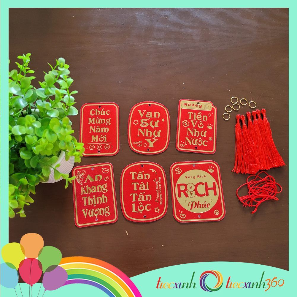 Set 6 tag giấy treo tết mẫu ép kim M2 