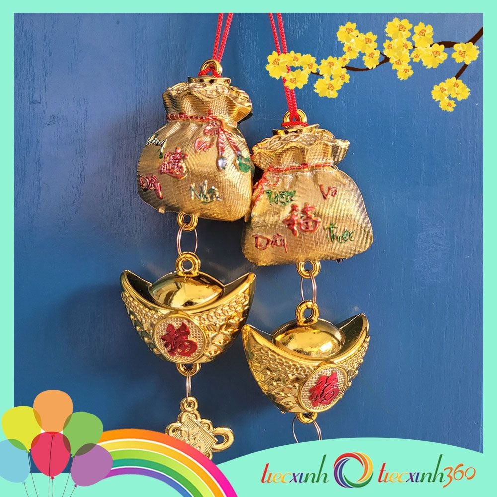  Set 2 dây treo trang trí tết mẫu túi vàng 