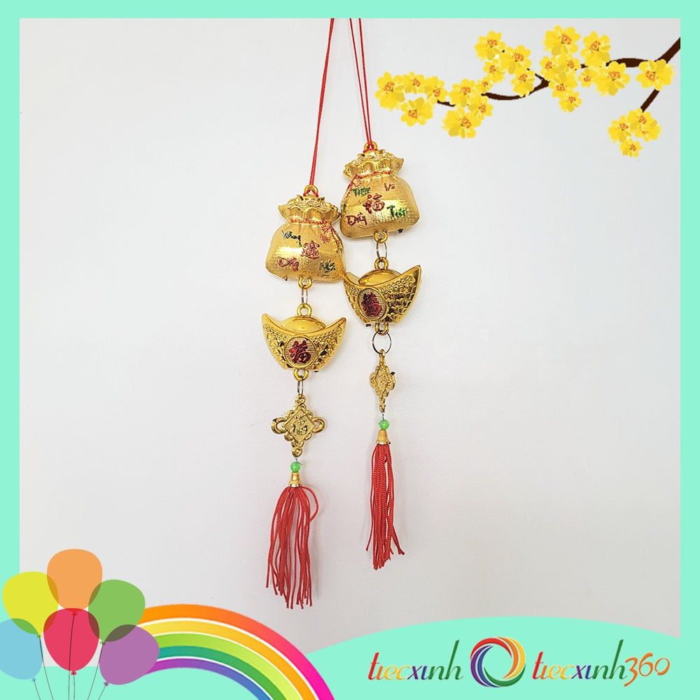  Set 2 dây treo trang trí tết mẫu túi vàng 