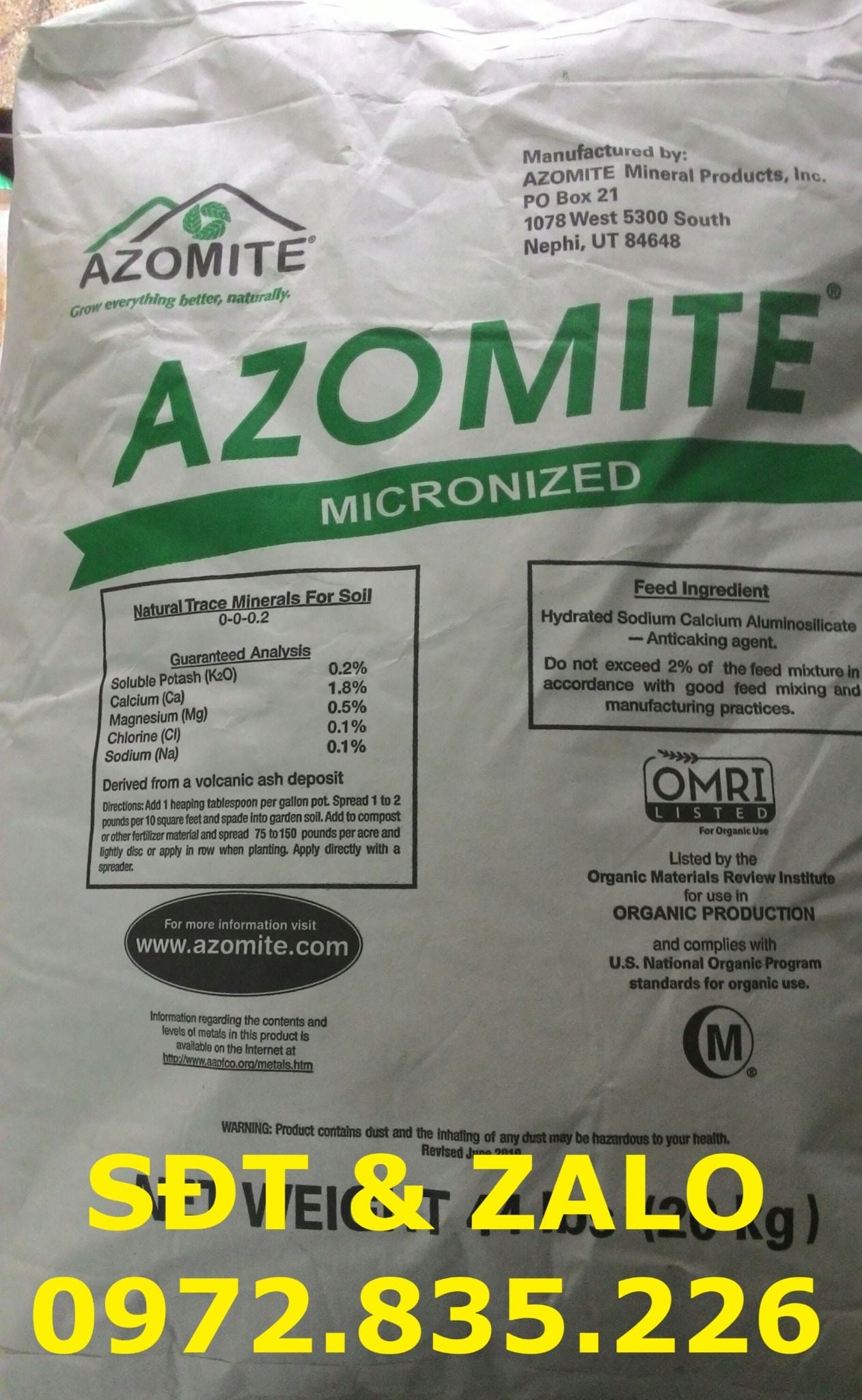  Khoáng AZOMITE - Khoáng Đa Lượng, Vi lượng - Khoáng Mỹ 