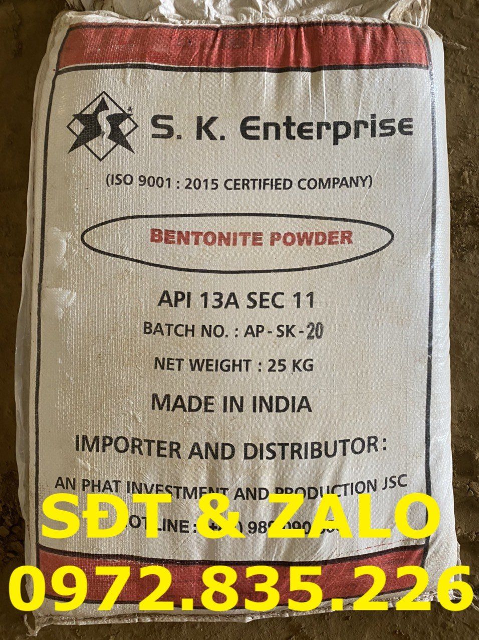  Bột đất sét Bentonite - Bột đá khoan cọc nhồi Ấn Độ 