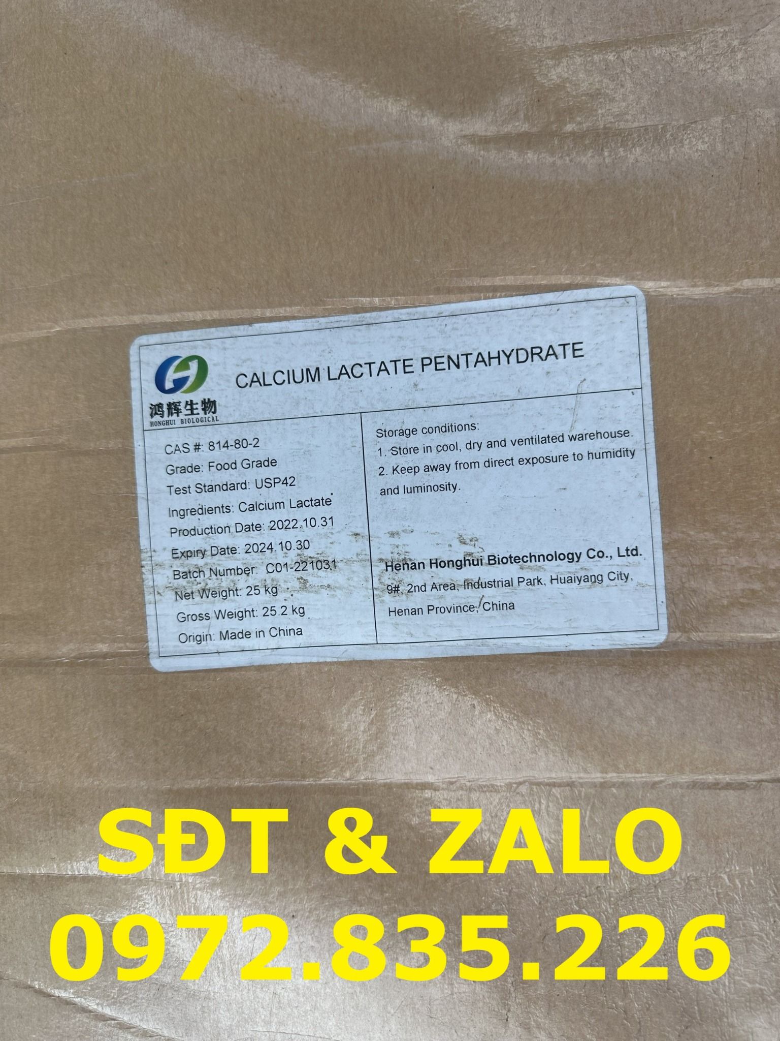  Calcium Lactate Pentahydrate - Canxi Lactate - C6H10CaO6 