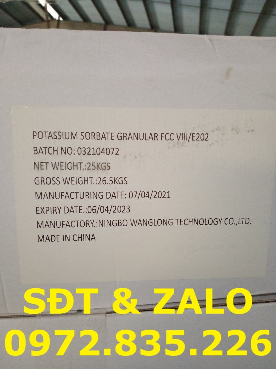  Chất bảo quản Potassium Sorbate - Kali Sorbat - C6H7KO2 