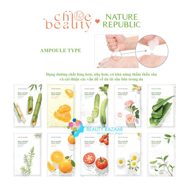  Mặt nạ giấy dưỡng ẩm Nature Republic Real Nature Mask Sheet 23ml (1 miếng) 