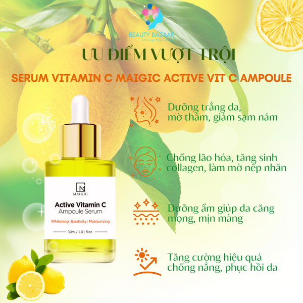  Serum Vitamin C Maigic Active Vit C Ampoule dưỡng trắng da mờ thâm giảm mụn 