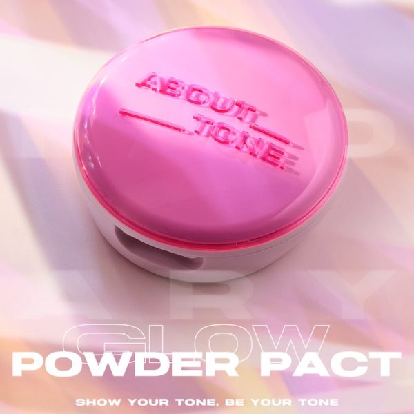  Phấn Phủ Nén Có Nhũ Kiềm Dầu About Tone Glow Powder Pact 8g (Hồng) 