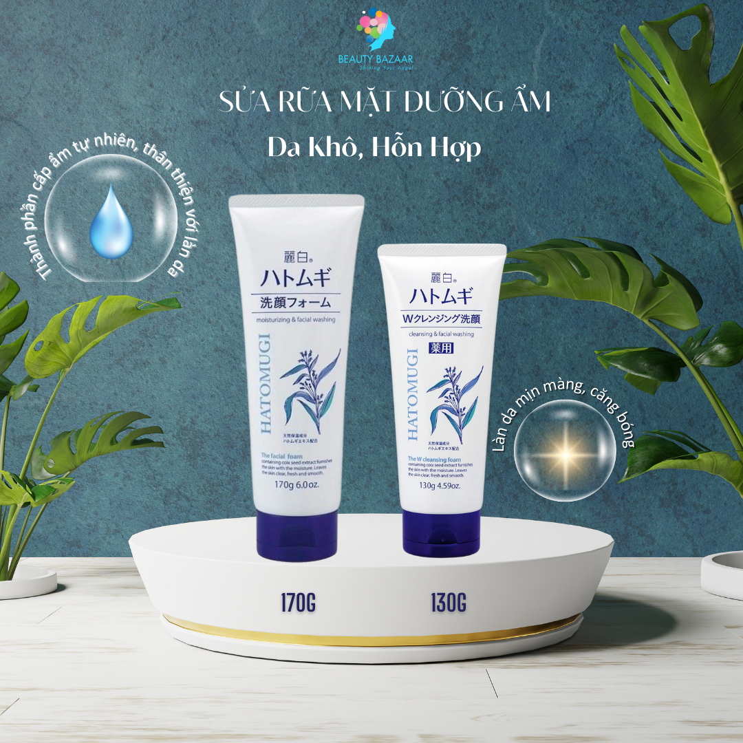  [NEW] Sữa Rửa Mặt Làm Sáng Da Chiết Xuất Ý Dĩ Hatomugi Cleansing & Facial Washing 