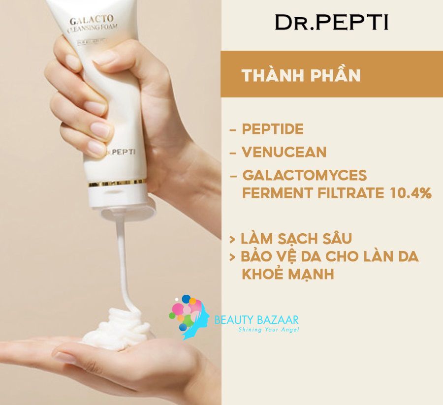 Sữa Rửa Mặt Sạch Sâu Trắng Sáng Dr.Pepti Galacto Cleansing Foam 110ml 