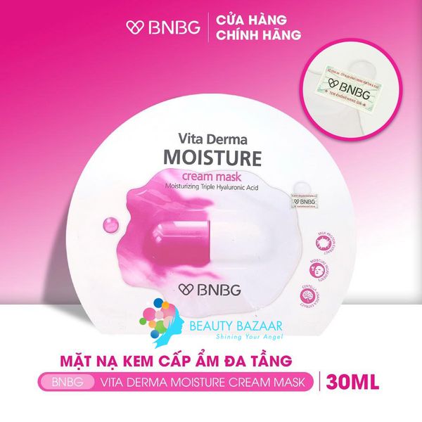  Mặt Nạ Kem Dưỡng Da ẩm Mịn BNBG Vita Derma Moisture Cream Mask 30ml (Hồng) 