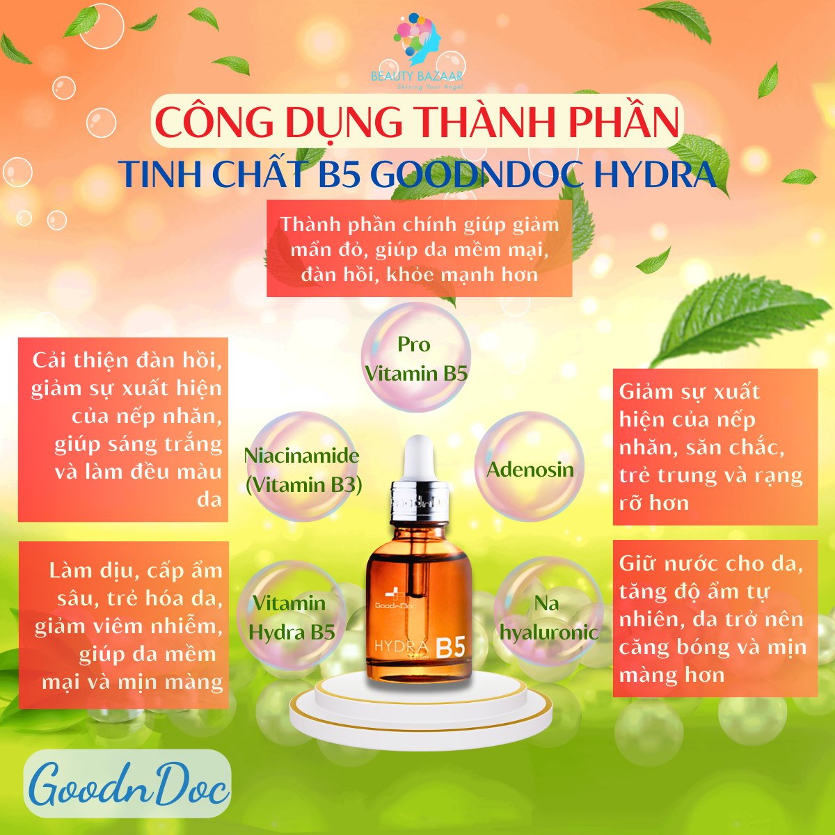  Tinh Chất Phục Hồi Da, Dưỡng ẩm Tinh Chất Phục Hồi Da, Dưỡng ẩm Goodndoc Hydra B5 Serum 30ml 