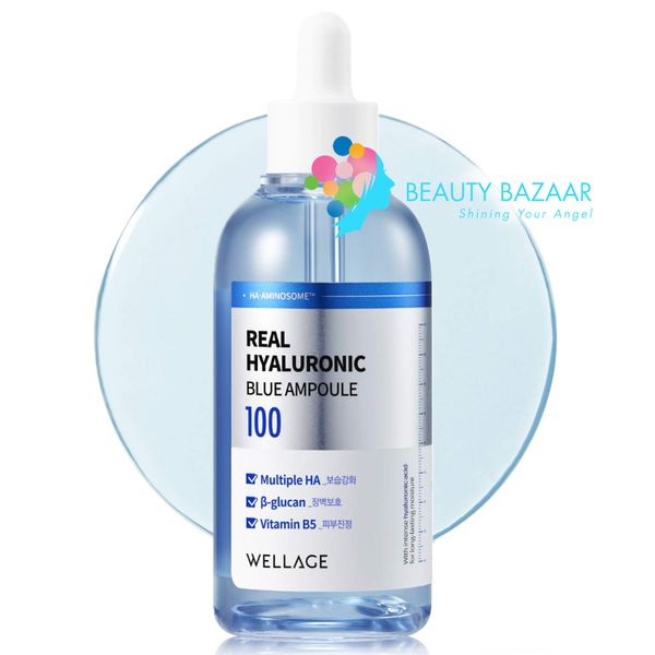  Tinh Chất Siêu Cấp Nước, Phục Hồi Da Căng Bóng Wellage Real Hyaluronic Blue Ampoule 75ml 