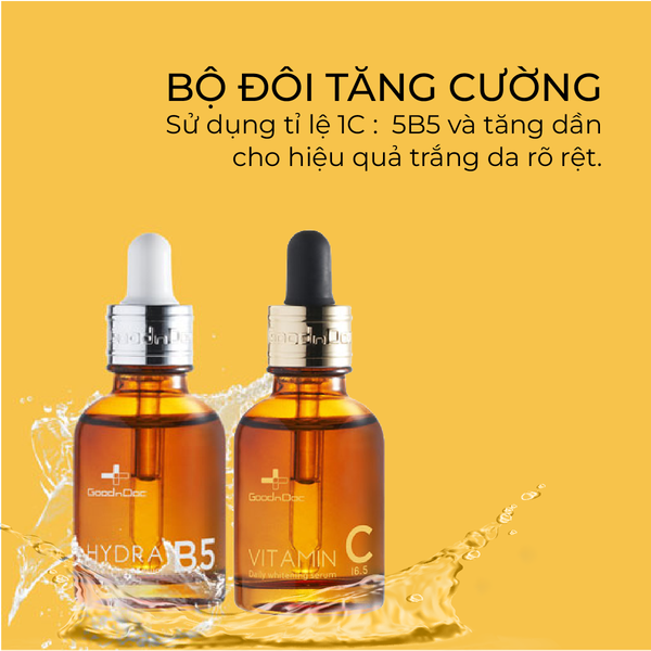  Combo Tinh Chất Vit C Dưỡng Sáng & B5 Dưỡng Ẩm GoodnDoc Vitamin C16,5 & Hydra B5 Serum - GDCB2 