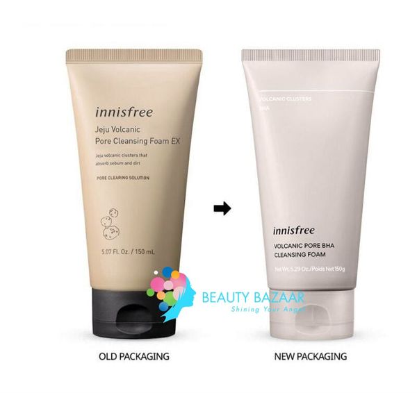 (Mẫu mới) Sữa Rửa Mặt Sạch Mụn Đầu Đen Innisfree Volcanic Pore BHA Cleansing Foam 150ml 