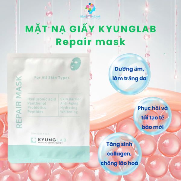  Mặt nạ giấy Kyunglab Repair và Retinol Peptide Mask dưỡng trắng phục hồi và tái tạo da Hàn Quốc 25ml 