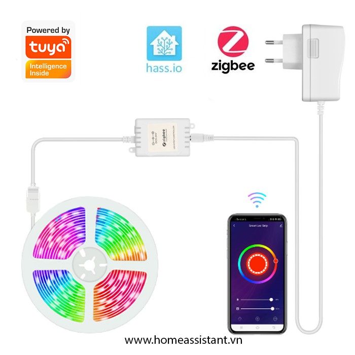 Bộ Đèn Led Dây 15m Đổi Màu RGB Zigbee 3.0 Tuya Nháy Theo Nhạc ZHUE-02 (Hỗ trợ HomeAssistant) Zigbee2MQTT ZHA Hass