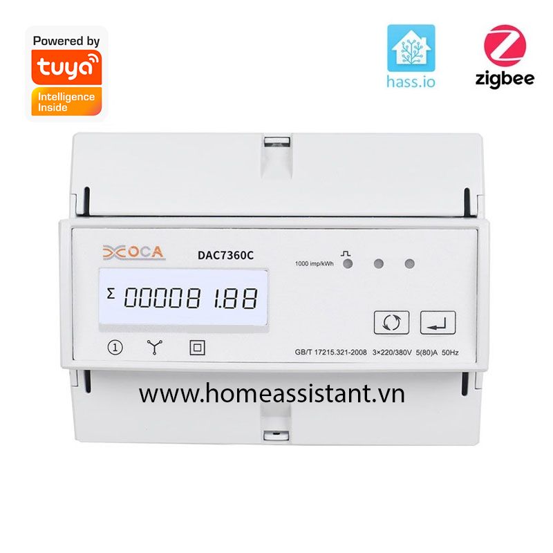 Công tơ 3 Pha Zigbee Tuya Bật Tắt Điện 80A ZED-3P80 (Hỗ trợ Home Assistant) Hass PLC