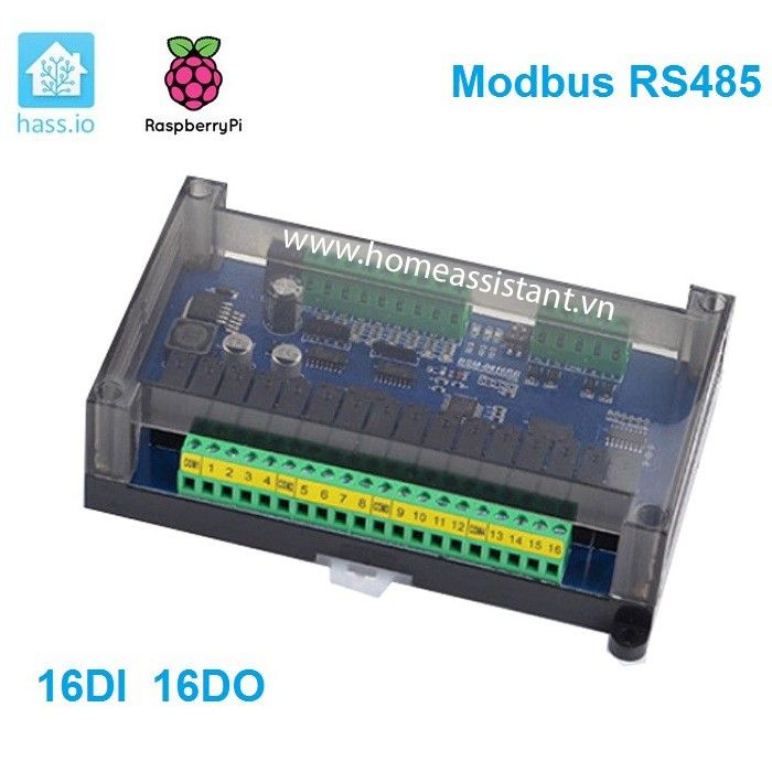 Công Tắc Điều Khiển Bật Tắt IO 16 Cổng Modbus RS485 RS232 BMS16 (Hỗ trợ HomeAssistant) Hass PLC