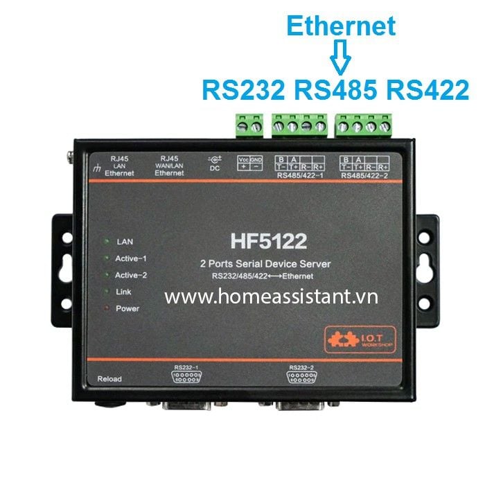 Bộ Định Tuyến Đa Cổng Ethernet RS232 RS485 RS422 Modbus Elfin HF5122 (Hỗ trợ HomeAssistant) Hass PLC