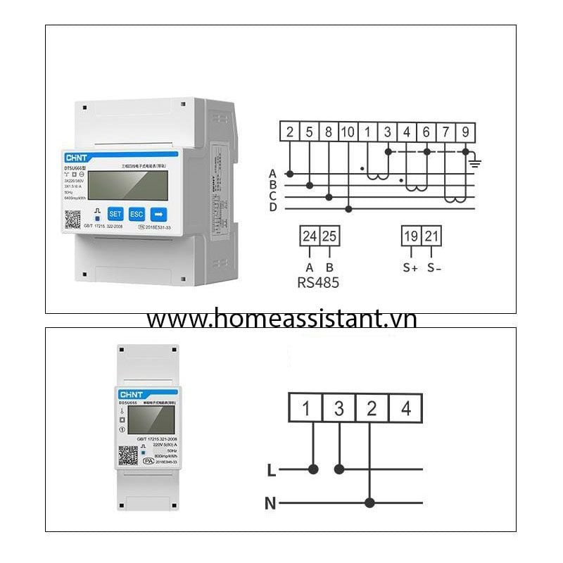 Công tơ điện tử RS485 Modbus CHINT đồng hồ đo điện 1 pha DDSU666 tìm hiểu thêm!