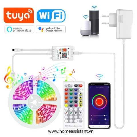  Bộ Đèn Led Dây Wifi Tuya 15m Đổi Màu RGB Nháy Theo Nhạc HUE-02 (Smart Life) 