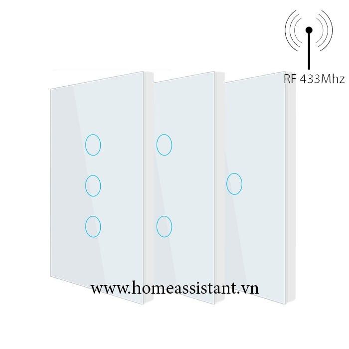 Công Tắc Cảm Ứng Phát Sóng RF 433Mhz Nút Bấm Điều Khiển Từ Xa Dán Tường Chữ Nhật RFX02 (Remote)
