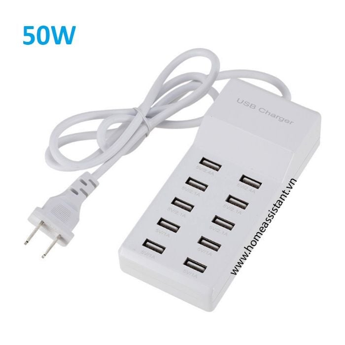 Ổ Cắm Sạc USB 10 Cổng 50W YC-AL8