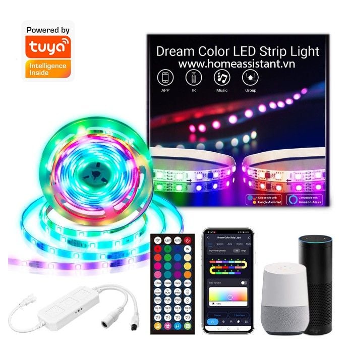Bộ Đèn Led Dây Chạy 10M Wifi Tuya Đổi Màu RGB nháy theo nhạc HUE-04 (Smart Life)