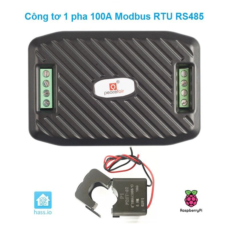 Công Tơ Điện AC 1 Pha Đồng Hồ 6 Thông Số 100A RS485 Modbus PZEM-016 (Hỗ trợ HomeAssistant) Hass