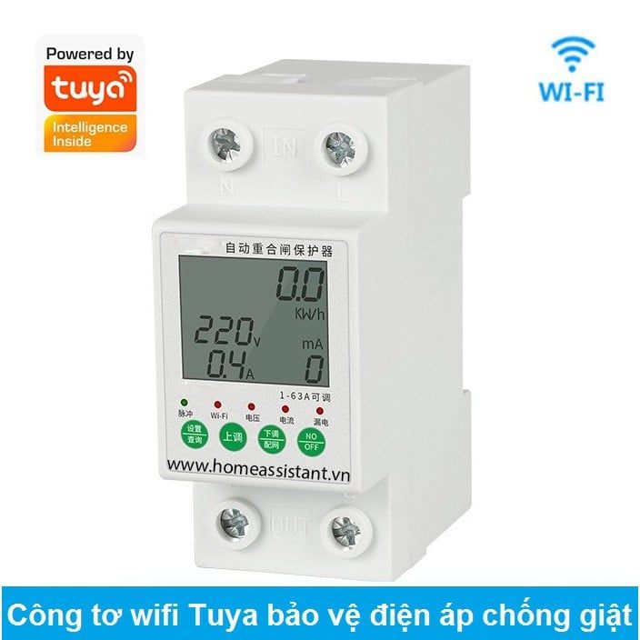 Công Tơ Wifi Tuya 63A Bảo Vệ Điện Áp Chống Giật 1 Pha VP-ED63 (Smart Life)