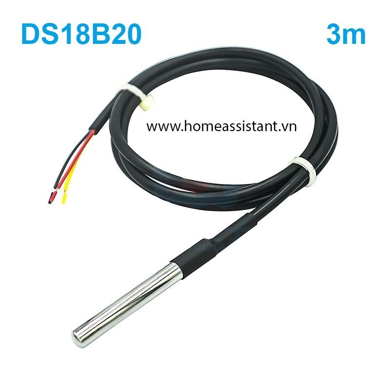 Cảm Biến Nhiệt Độ Chống Nước DS18B20 Sonoff Dây Dài 3m (Hỗ trợ Arduino, ESP32)