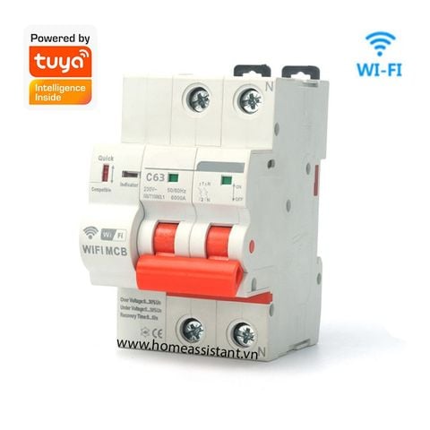  Aptomat Wifi Tuya Bảo Vệ Lỗi Điện Áp 1 Pha 63A SM2-63 (Smart Life) 