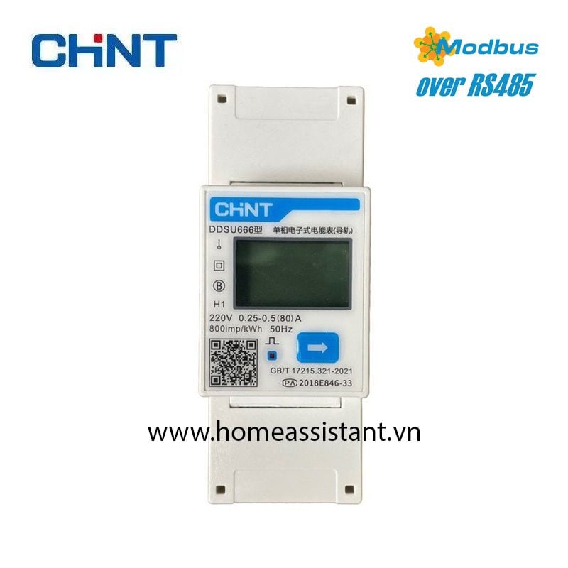 Công tơ điện tử RS485 Modbus CHINT đồng hồ đo điện 1 Pha DDSU666