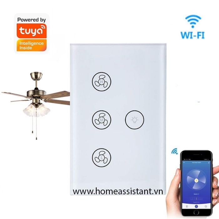 Công Tắc Quạt Trần Có Đèn Wifi Tuya FS01 (Smart Life)