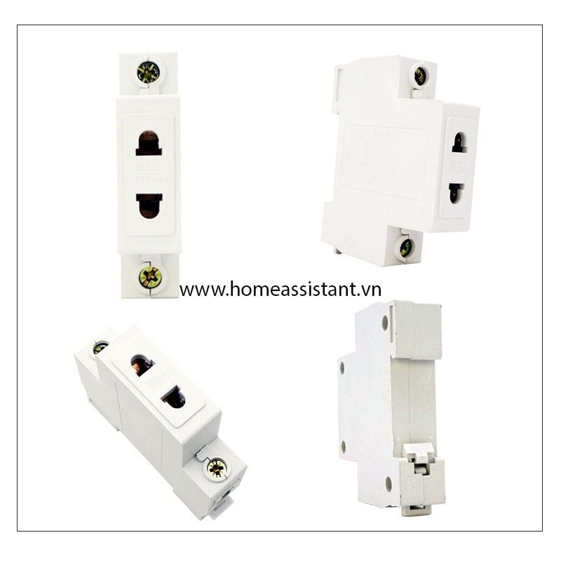 Ổ Cắm 2 Lỗ Lắp Thanh Din Rail Tủ Điện Cài Át AC3
