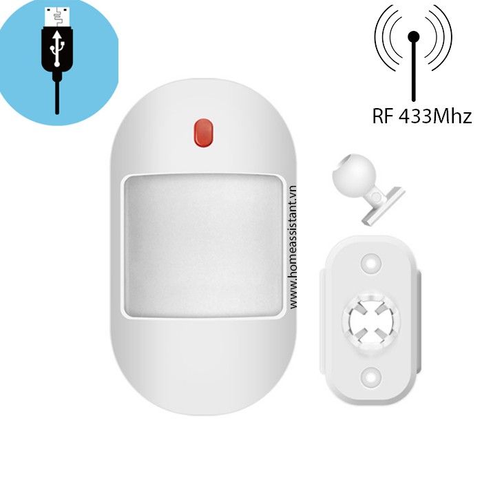 Cảm Biến Chuyển Động Hồng Ngoại Phát Sóng RF 433Mhz Micro USB PI03 cho trung tâm báo động