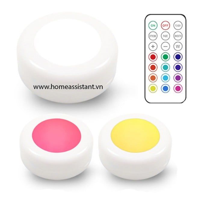 Bộ 3 Đèn LED Đổi Màu RGB Điều Khiển Từ Xa Dùng Pin RGB03