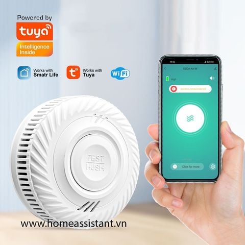  Báo khói báo động cháy liên động sóng RF 433Mhz Wifi Tuya WPS05 (Pin 10 năm) 