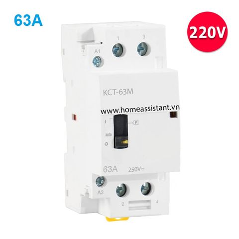  Khởi Động Từ 1 Pha 2P 63A Hỗ Trợ Công Tắc Tay KCT-63M (Contactor) 