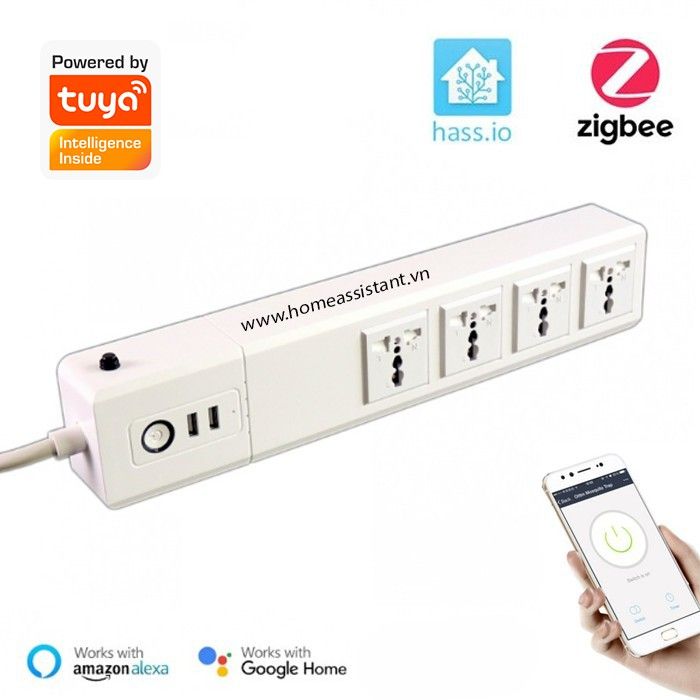 Ổ Cắm Kéo Dài 4 Cổng 16A Zigbee 3.0 Tuya Sonoff ZOC01 (Hỗ trợ Home Assistant) Zigbee2MQTT Hass