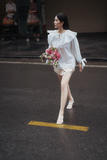  Ruffle Neck Blouse With Long Sleeve 