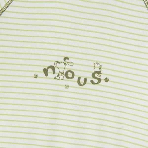  Áo cổ 5cm kẻ xanh lá in chó mèo Nous 
