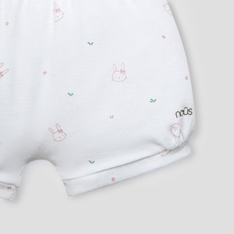  Bộ cộc tay màu trắng họa tiết thỏ hồng 
