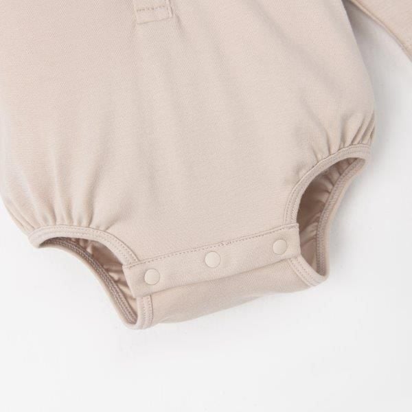  Body suit dài tay màu nâu cổ đức thêu trang trí trước ngực 