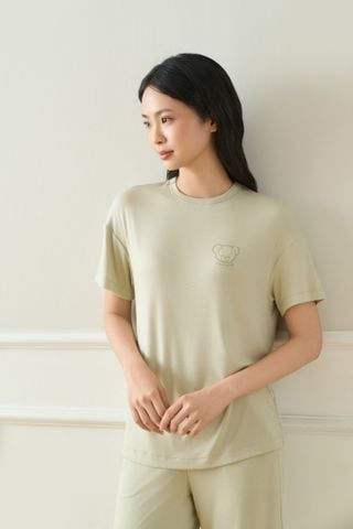  Bộ cộc tay quần dài mặc nhà màu xanh lá nhạt 
