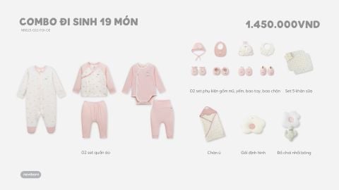  Combo đi sinh 19 món hồng phối be in họa tiết 