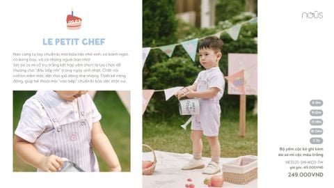  Bộ yếm cộc kẻ ghi kèm áo sơ mi cộc màu trắng 