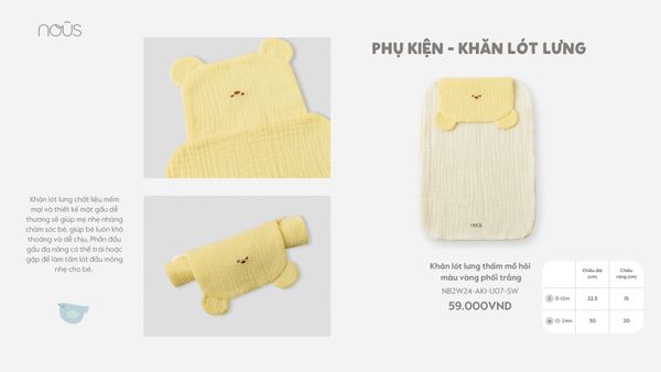  Khăn lót lưng thấm mồ hôi màu vàng phối trắng 