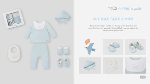  Set quà tặng 5 món màu xanh nhạt 0M 